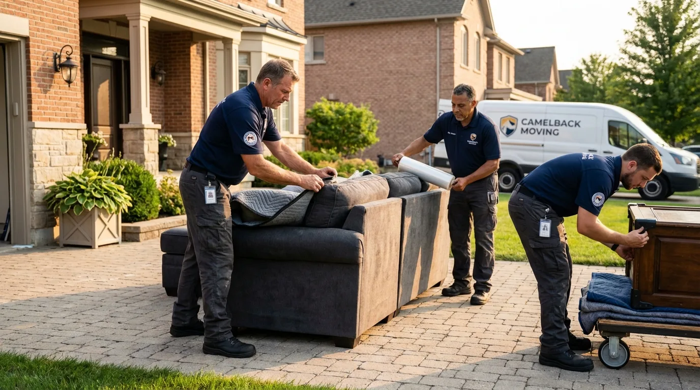 Large estate moving crew wrapping furniture in Jackson, GA